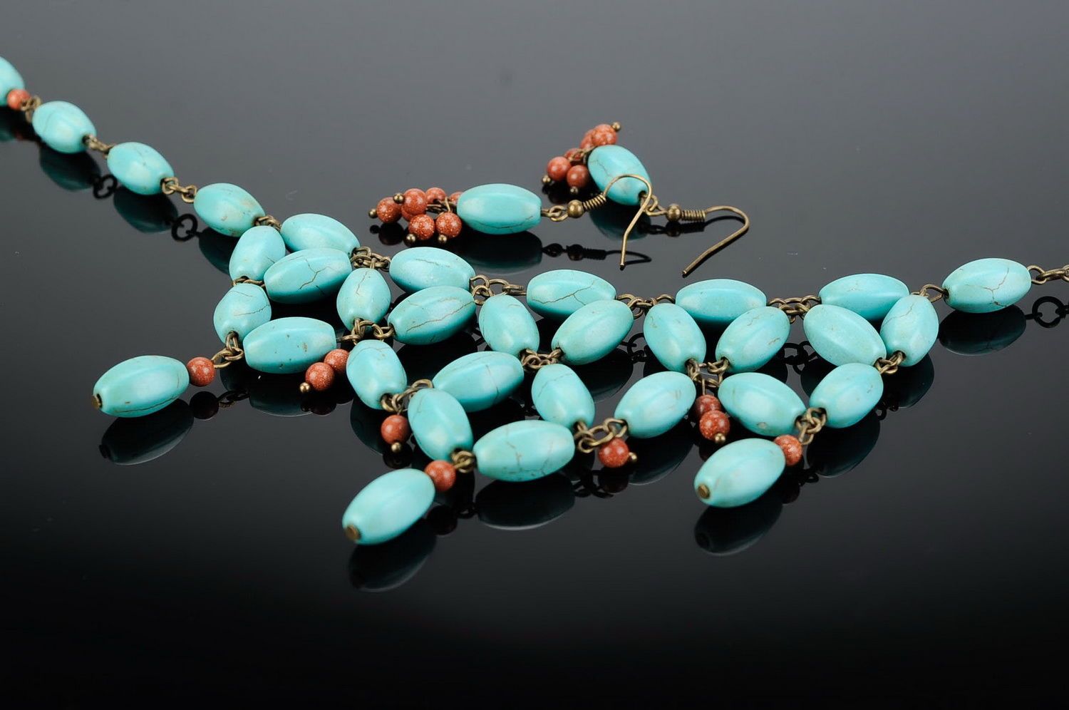 Jewelry set with turquoise and aventurine photo 4