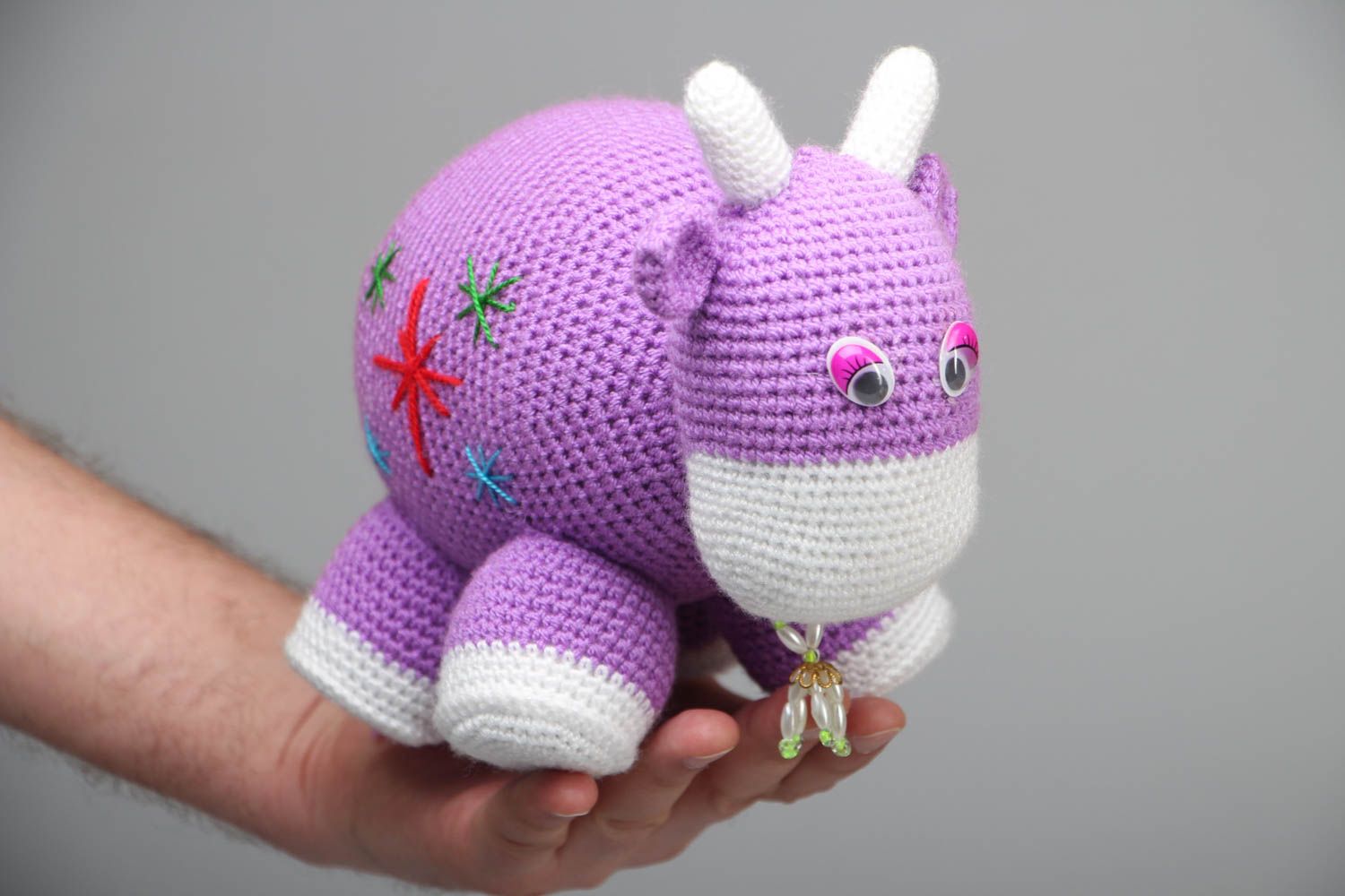 Crochet toy in the shape of purple cow photo 4