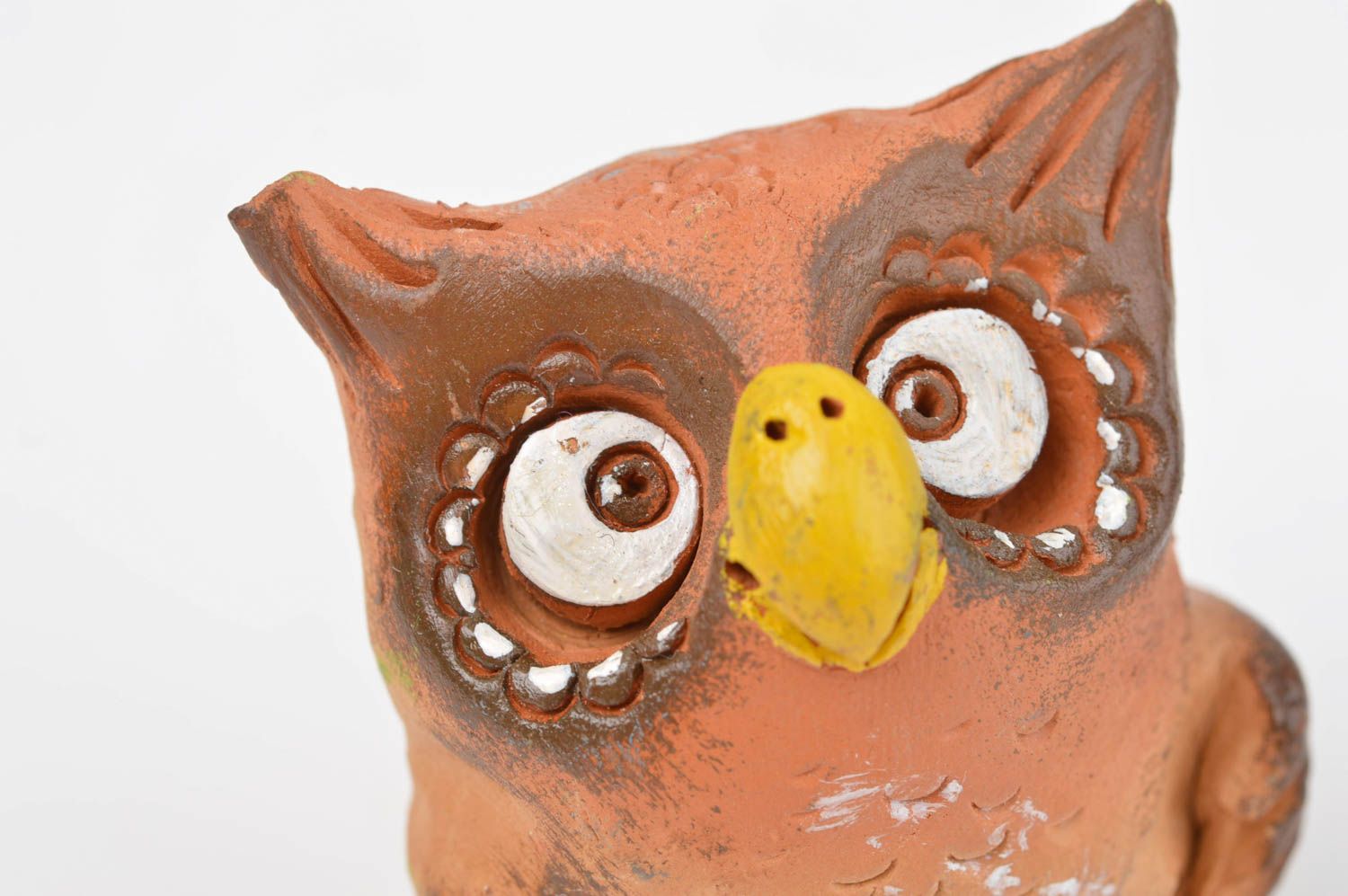 Статуэтка для декора сова ручной работы статуэтка животного фигурка из глины фото 5