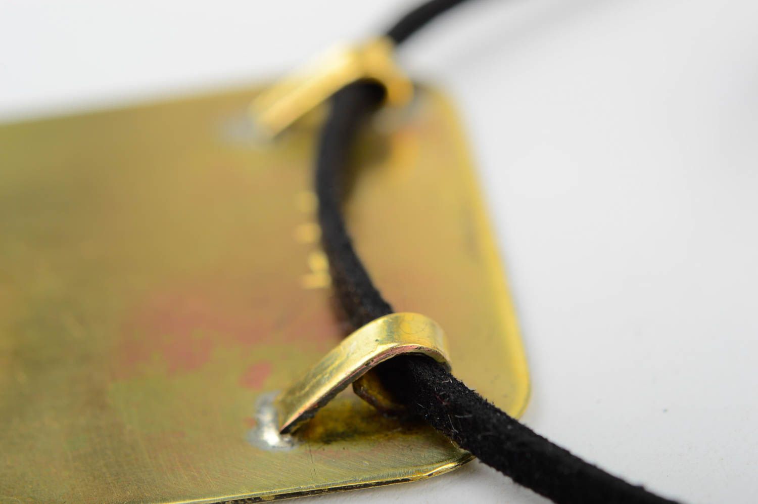 Handmade unusual metal pendant accessory on lace stylish brass pendant photo 5