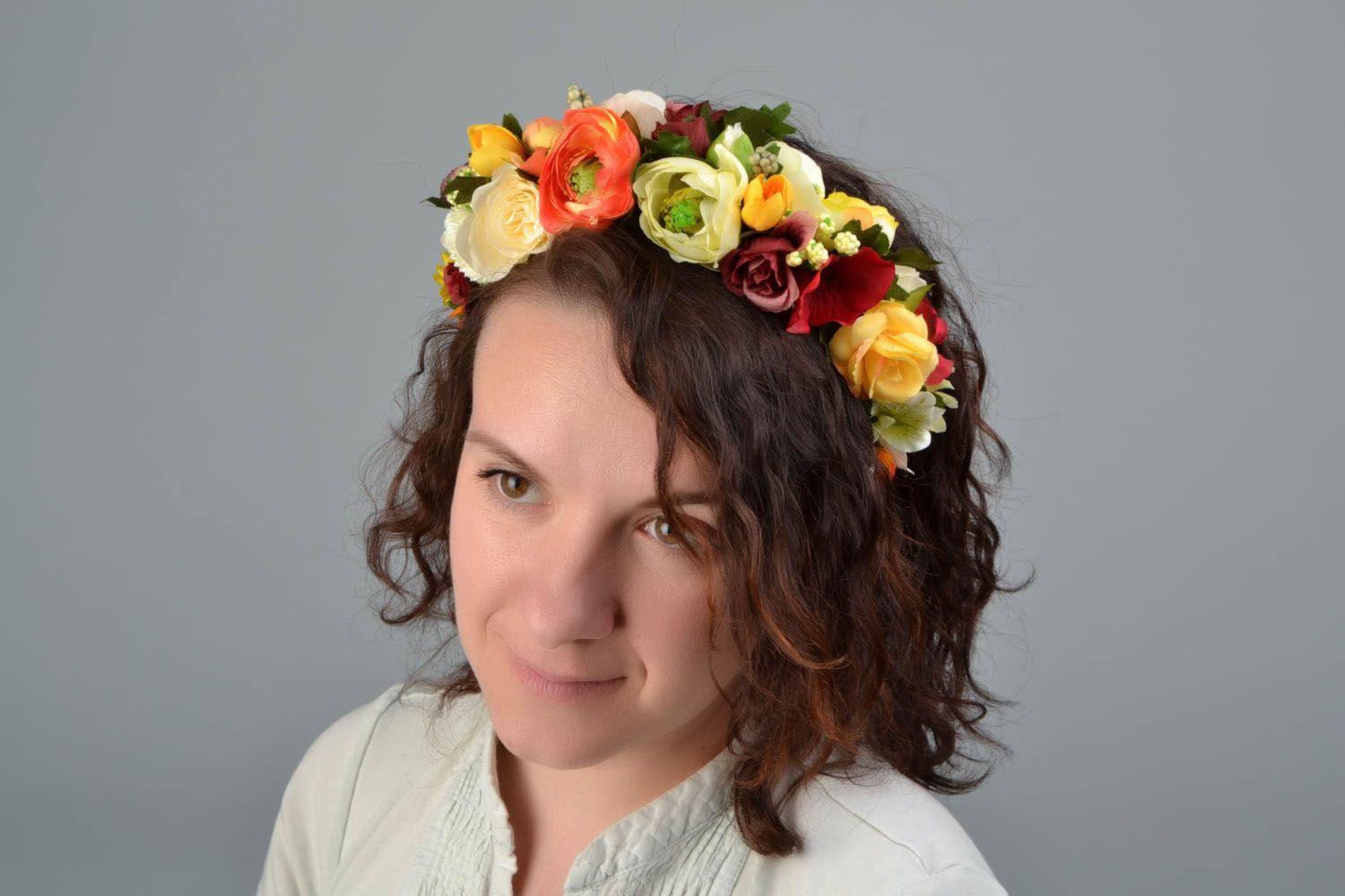 Handmade Haarreif mit Blumen Teerosen foto 2