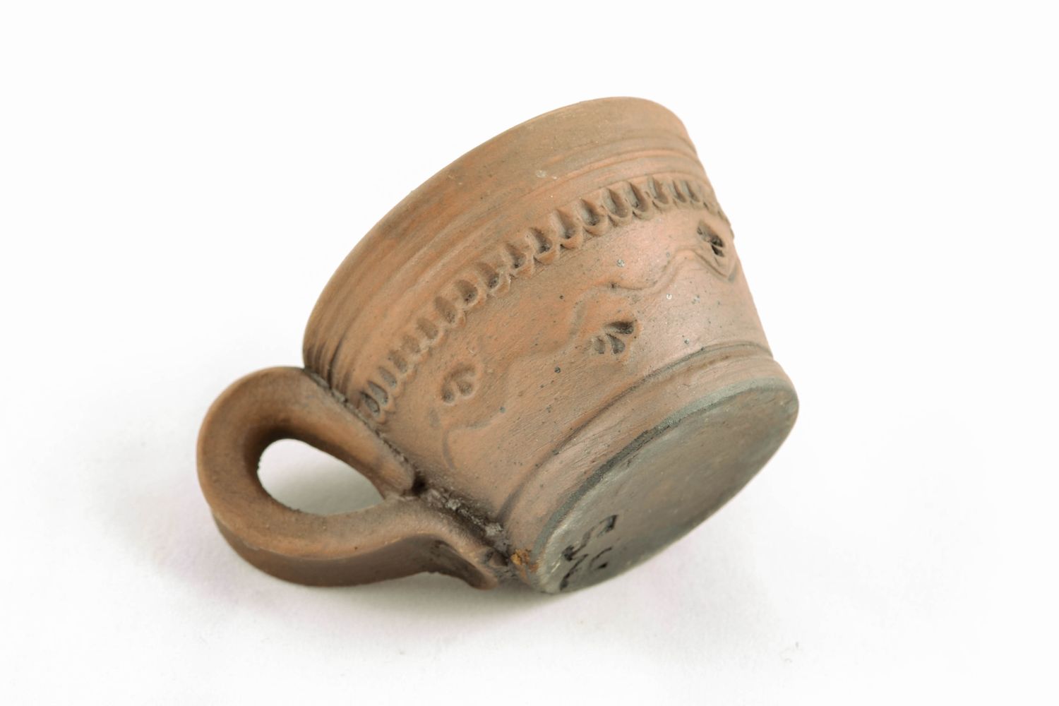Глиняная чашка для кофе молочная керамика с орнаментом 0,07 л фото 4