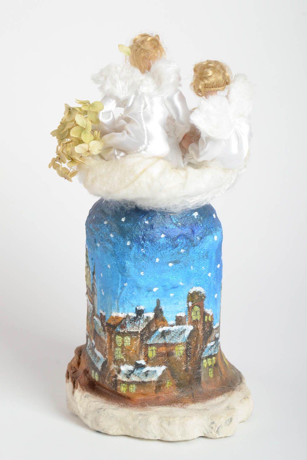 Figurine décorative Petite statue fait main Déco maison en pâte et textile Noël photo 4