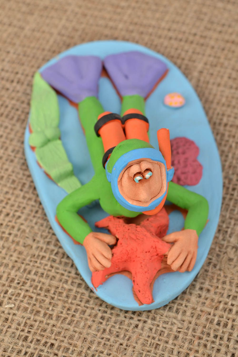 Handmade ceramic statuette Diver photo 1