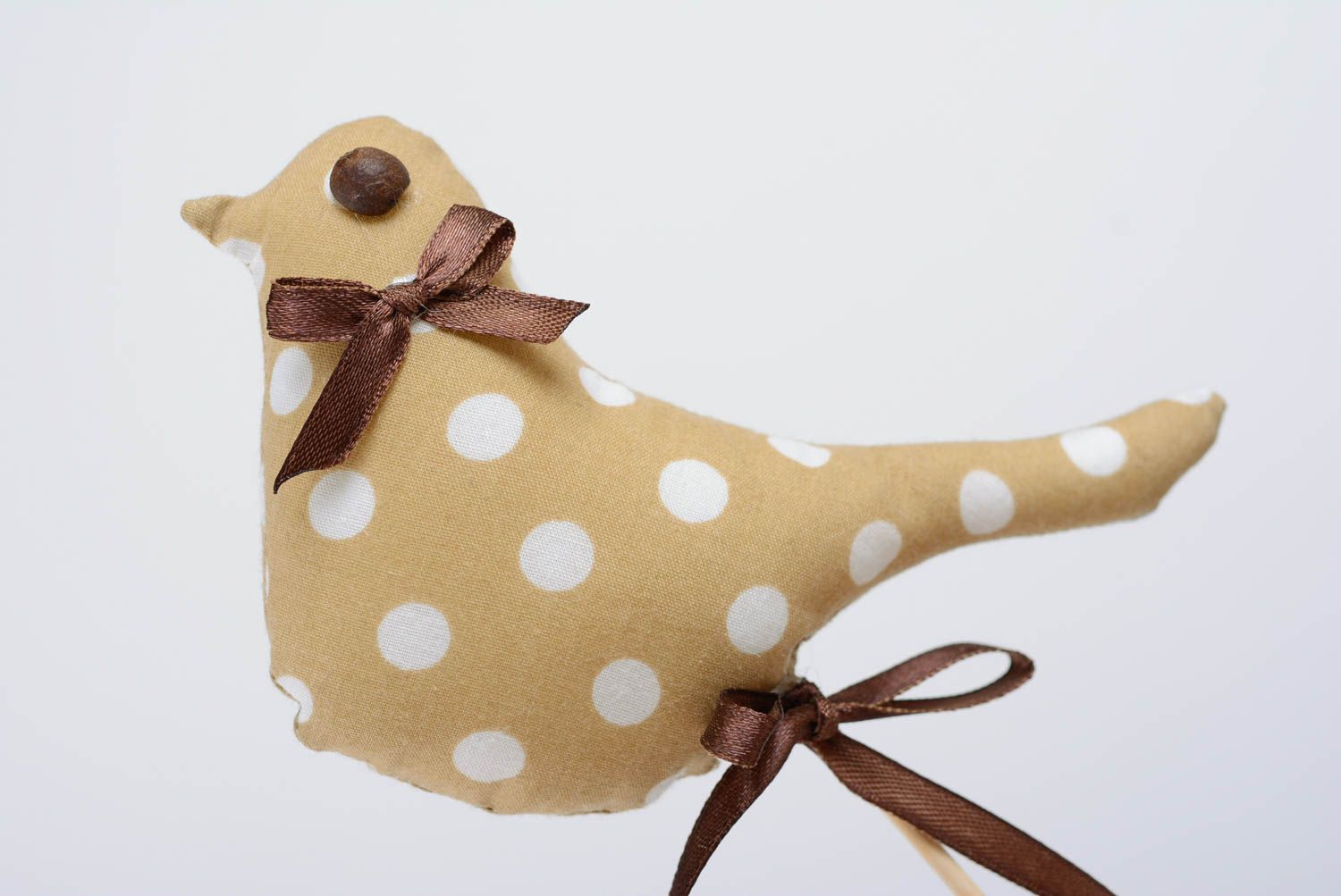 Kleiner Vogel Stofftier Stecker für Blumentöpfe handmade Baumwolle foto 2