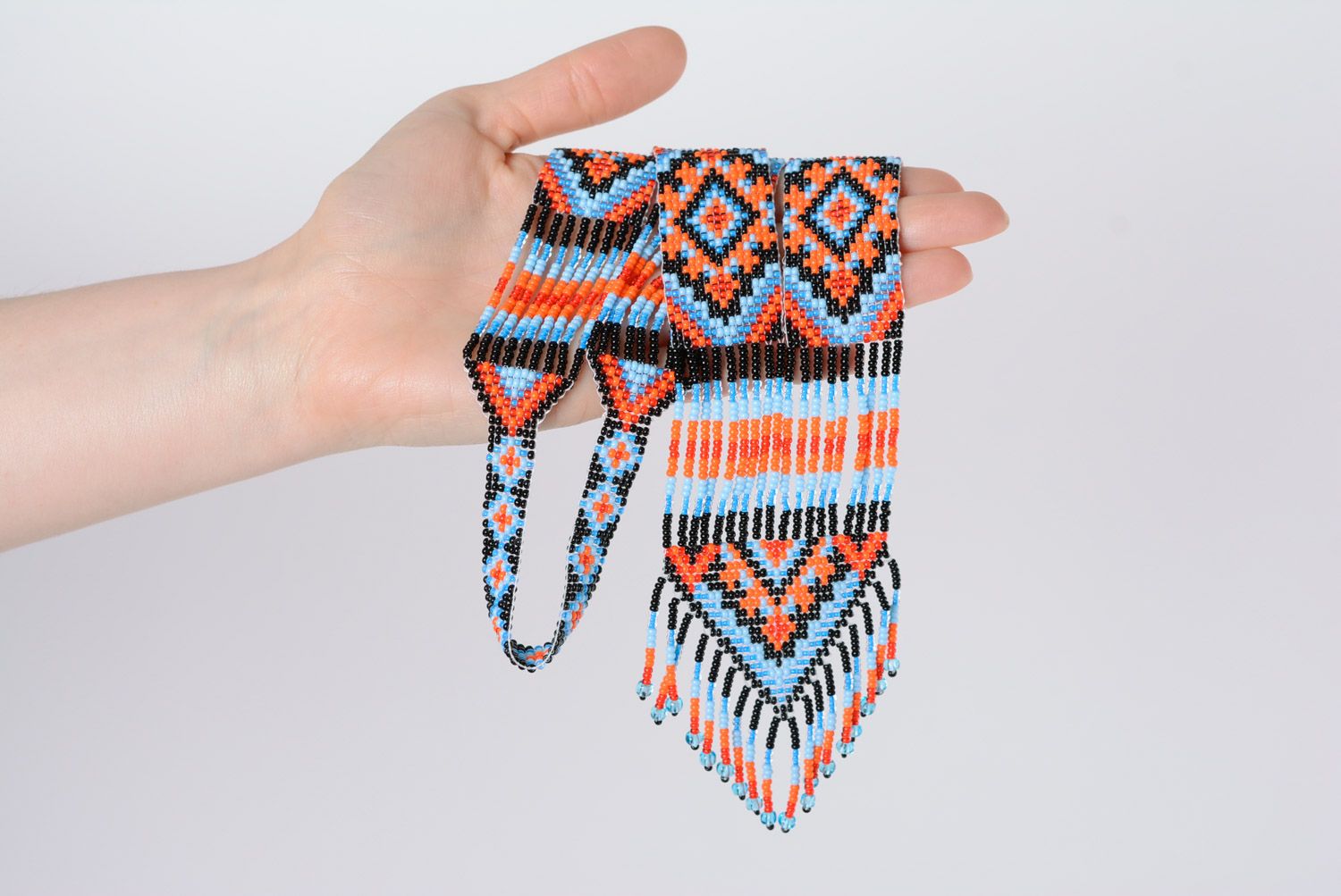 Beautiful designer handmade ethnic beaded gerdan necklace for women photo 4