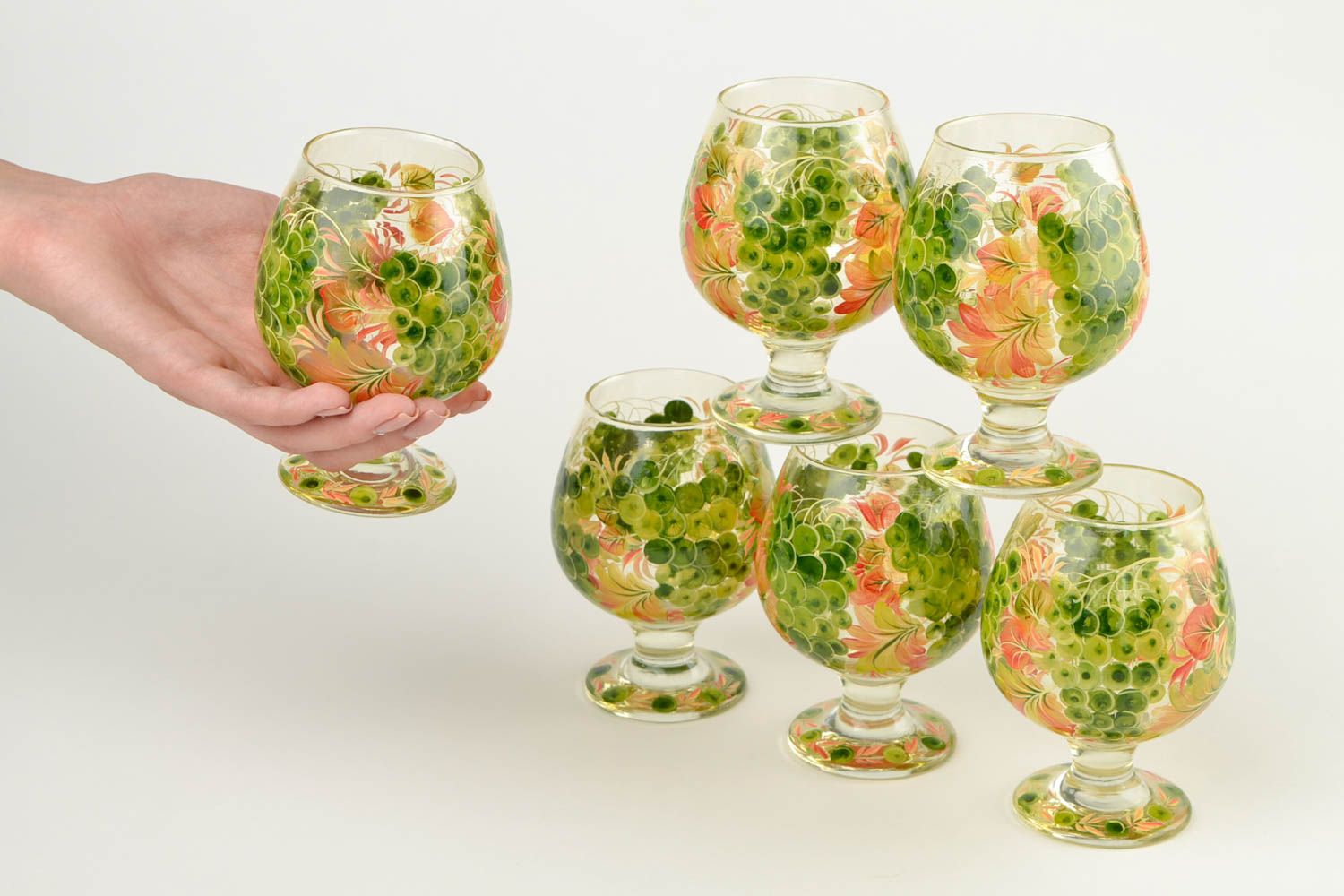 Schöne Gläser Trinkgläser Set Rotwein Gläser handgemachtes Geschirr 6 Stück foto 2