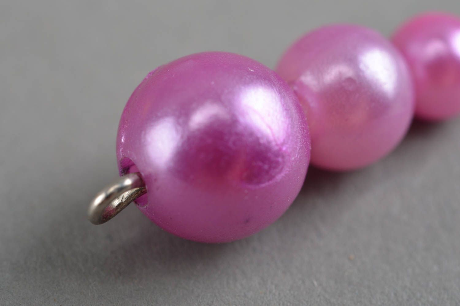 Boucles d'oreilles en perles fantaisie faites main roses sur crochets bijou photo 5