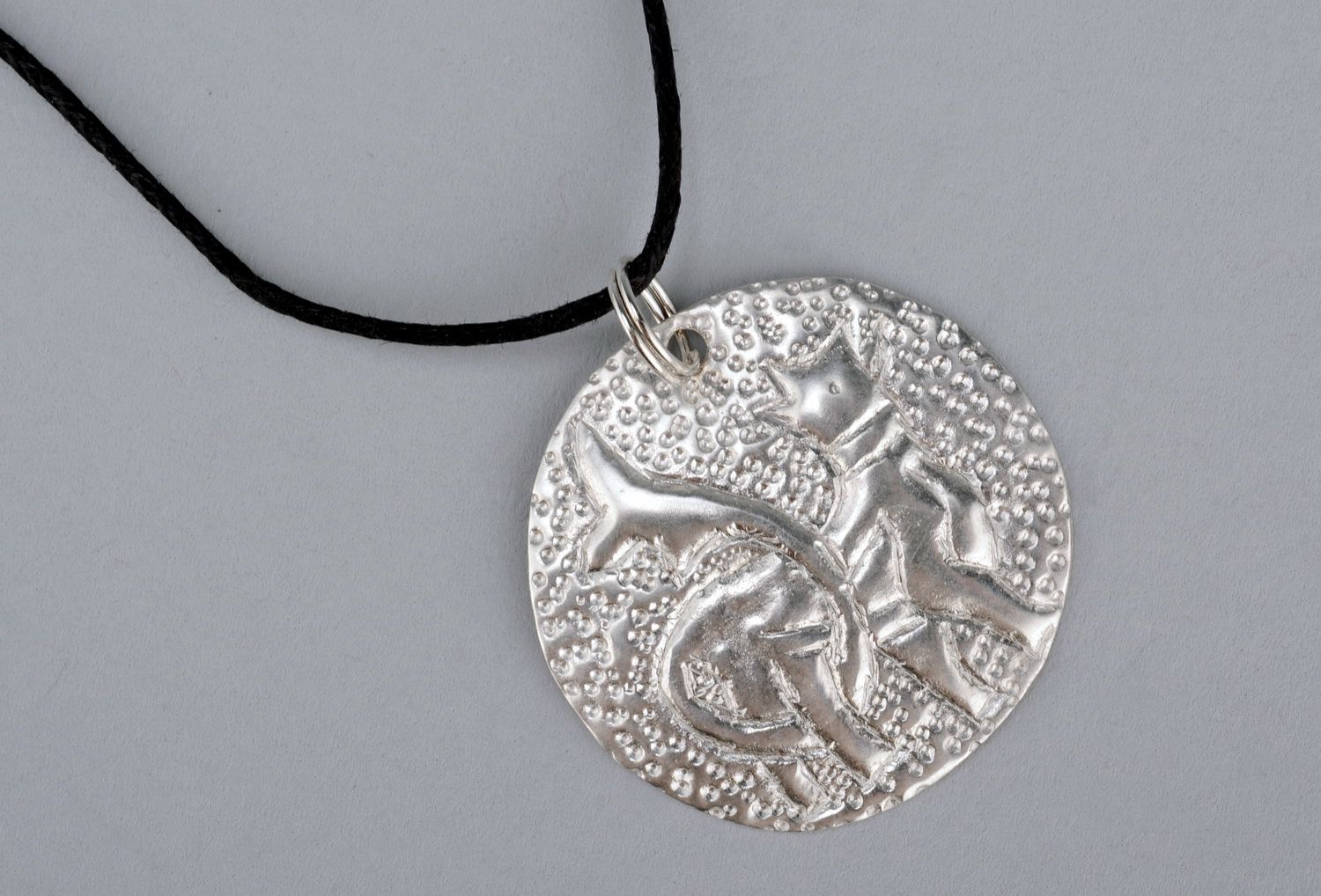 Brass pendant with silvering Lion photo 2