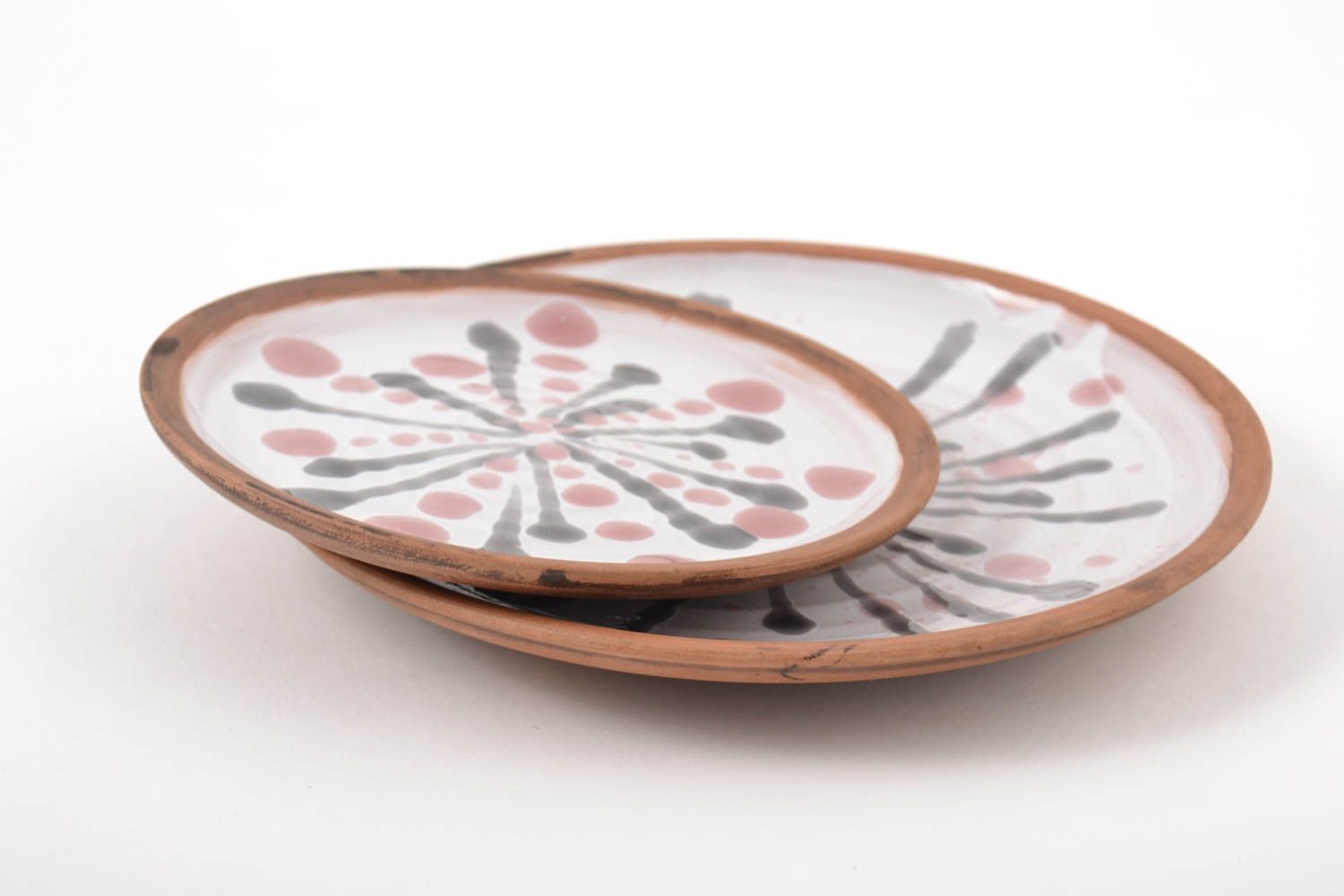 Керамические тарелки ручной работы глиняная посуда расписные тарелки 2 штуки фото 3
