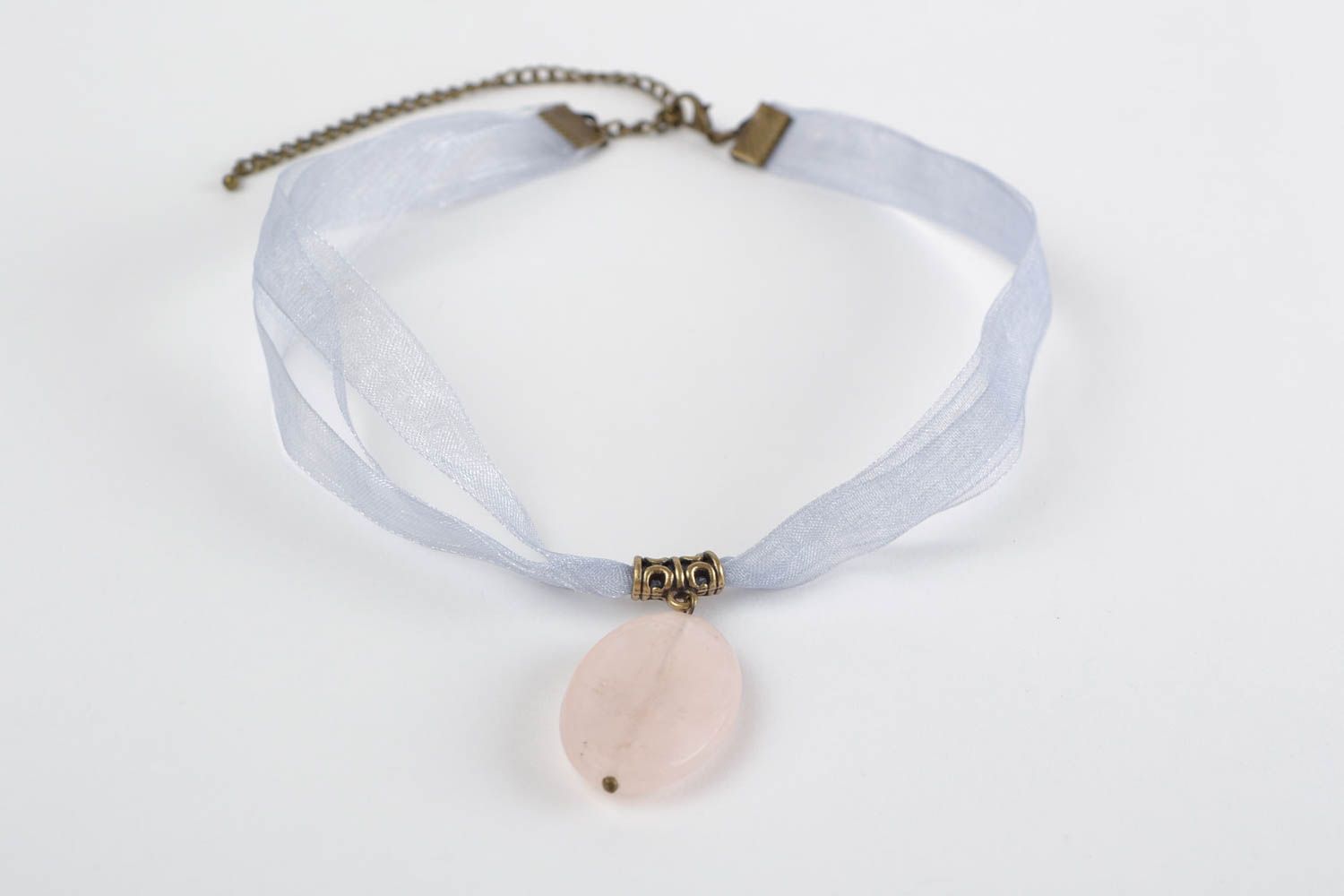 Handmade pendant oval pendant quartz pendant organza jewelry unusual gift  photo 10