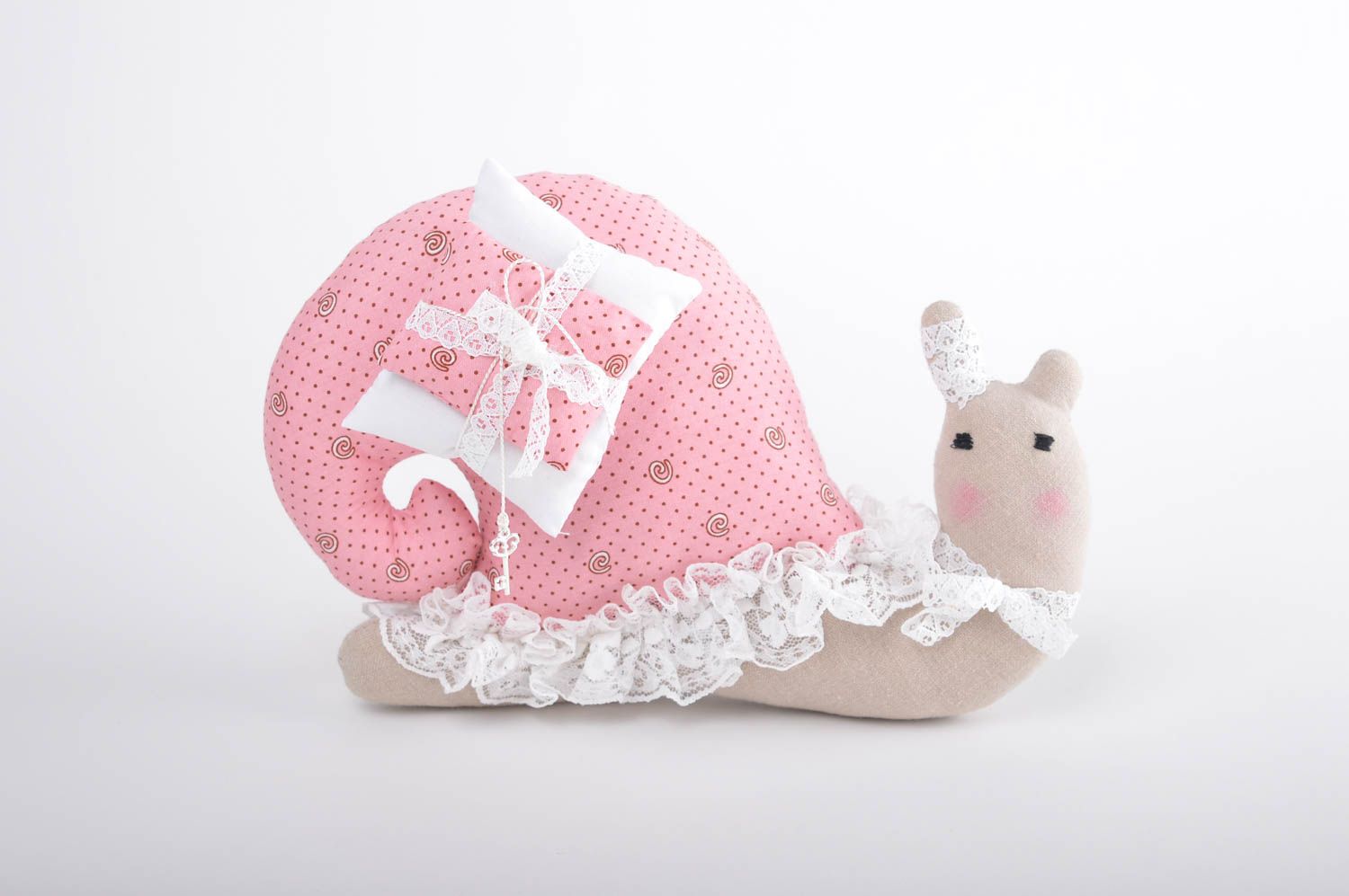 Zartes rosa Kuscheltier Schnecke handmade Stoff Spielzeug Geschenk für Kinder foto 2