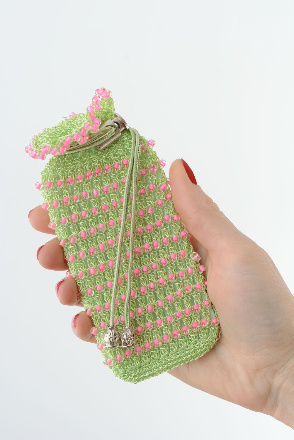 Crochet smartphone case Green and Pink photo 4