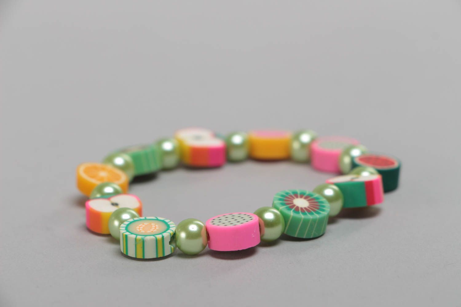 Beautiful handmade designer stretchy polymer clay bracelet for children photo 3