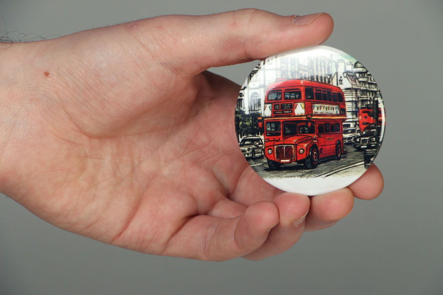 Miroir de poche fait main original petit rond cadeau pour femme Londres photo 3
