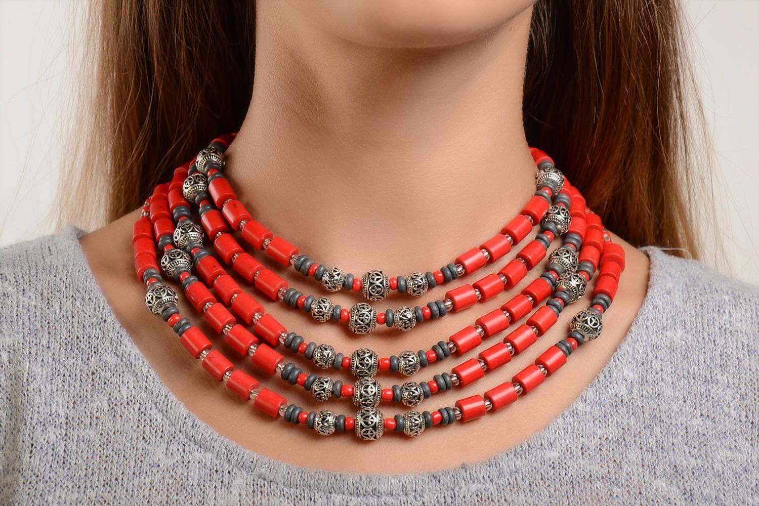 Handmade necklace ethnic jewelry stone necklace women accessories bead necklace photo 1