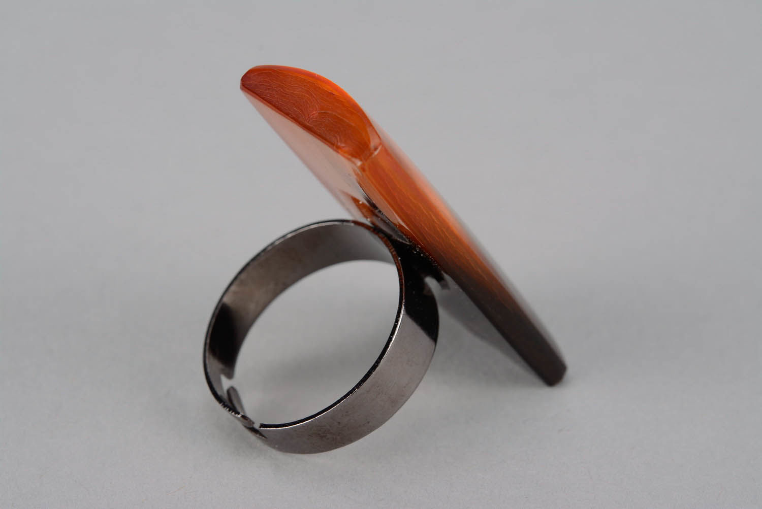 Orange ring made of horn photo 3