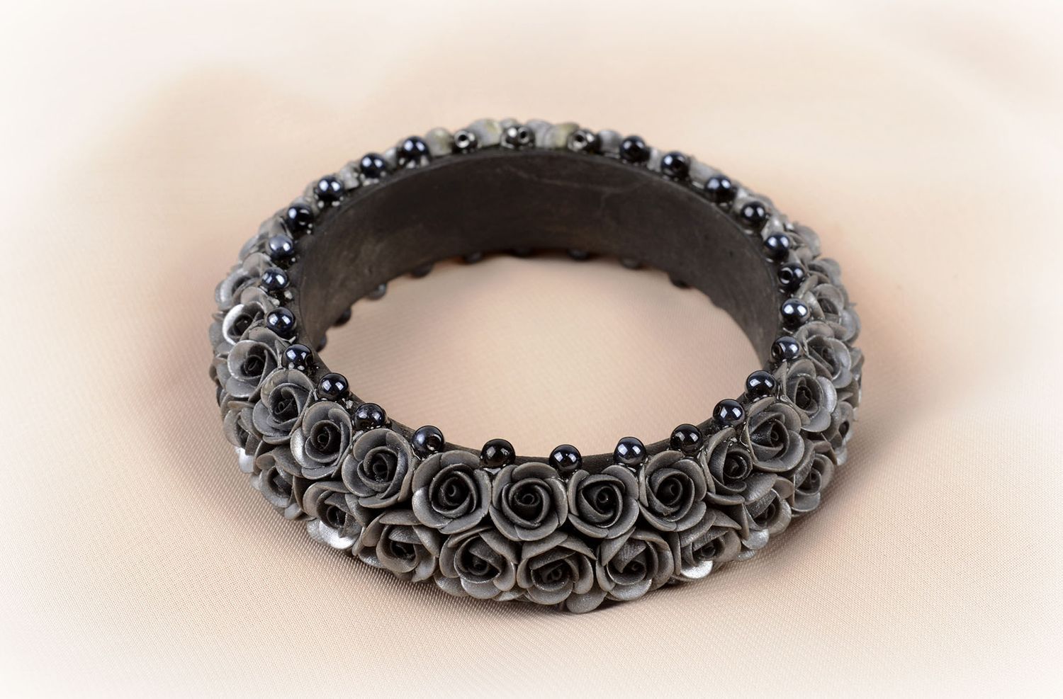 Handmade bracelet clay accessory for women unusual bracelet flower bracelet photo 6