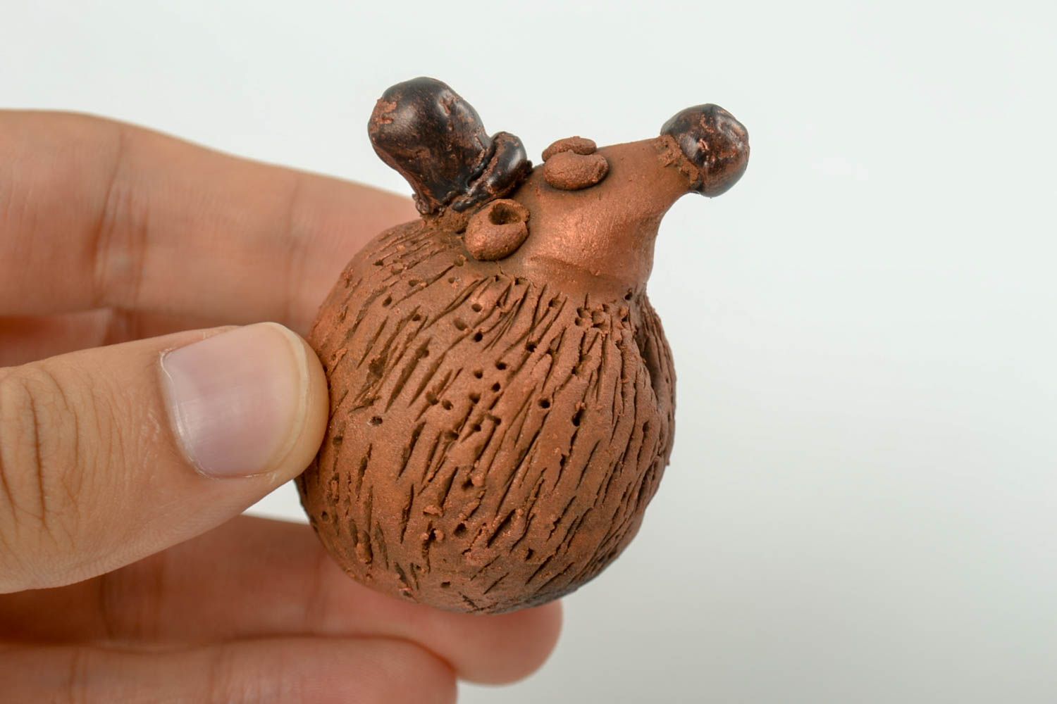Keramik Deko handmade Figur aus Ton Tier Statue Igel Miniatur Figur ungewöhnlich foto 2
