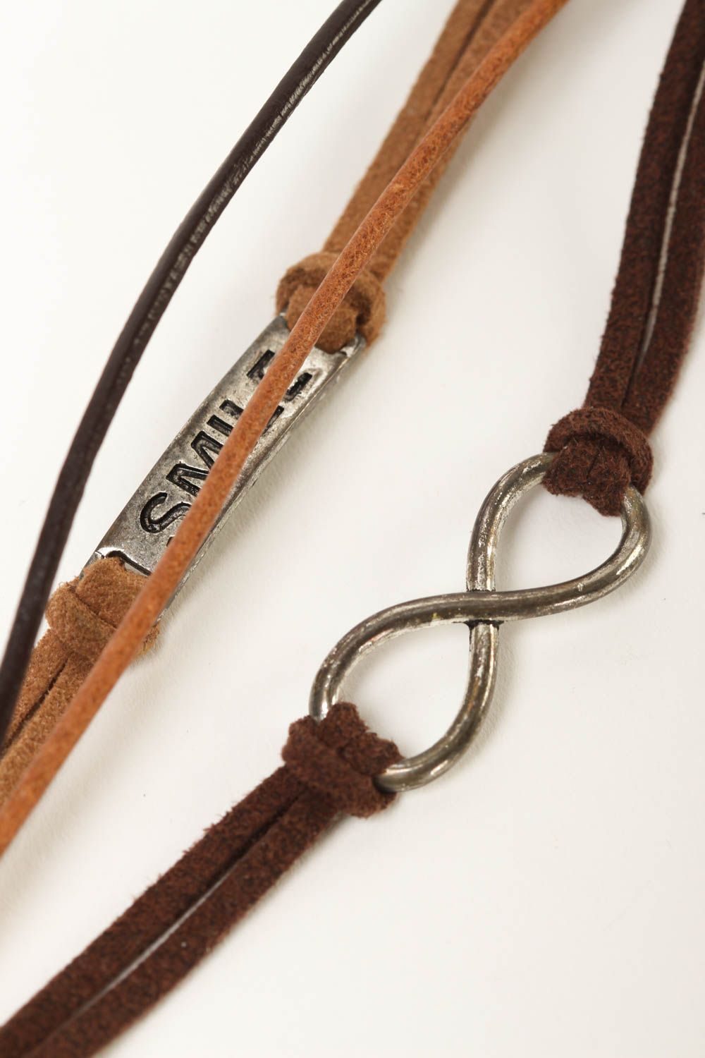 Bracelet marron Bijou fait main multirang cuir daim design Cadeau pour femme photo 2