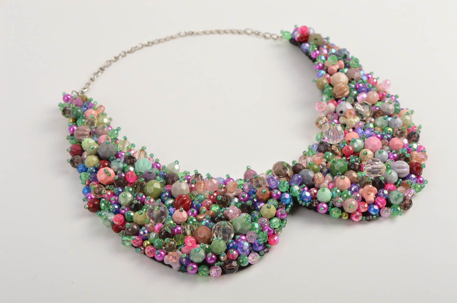 Beaded necklace handmade beaded collar necklace with artificial stones girl gift photo 3