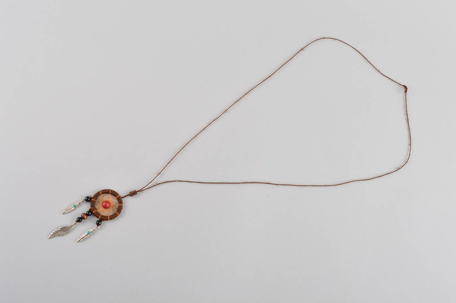 Ciondolo acchiappasogni fatto a mano pendente originale amuleto con piuma foto 4