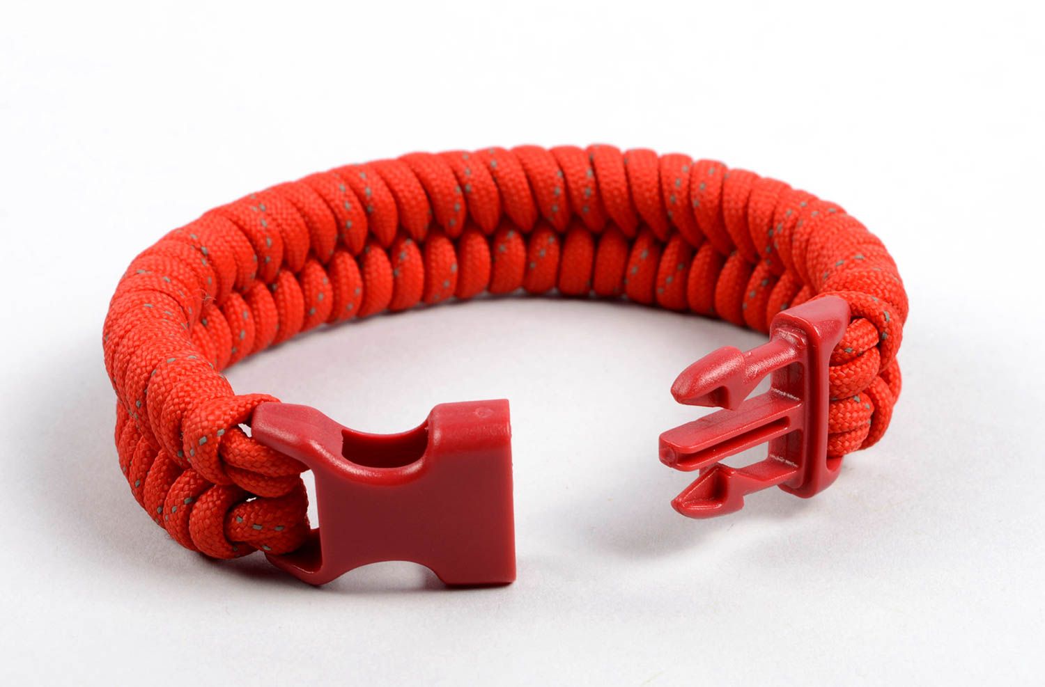 Bracelet paracorde Bijou fait main rouge large tressé Accessoire homme femme photo 3