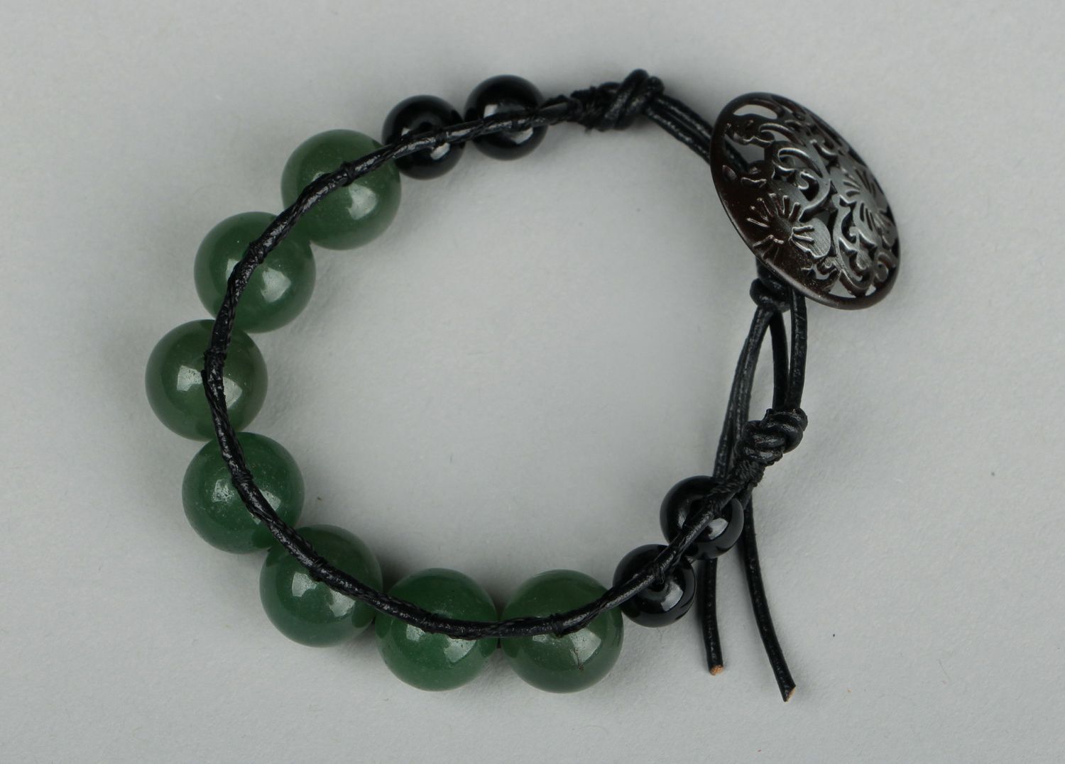 Bracelet jade néphrite fait main photo 3