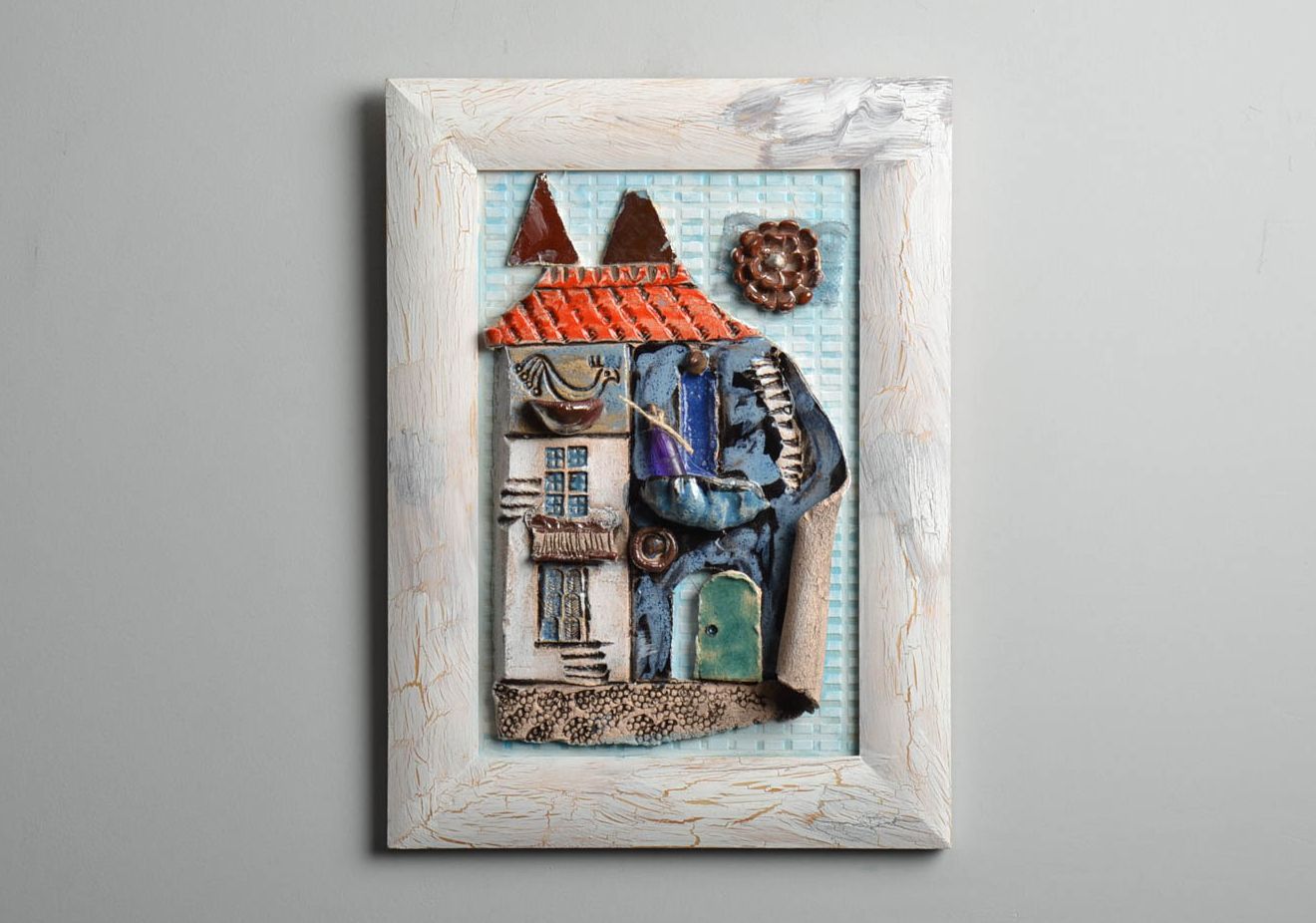 Tableau en céramique fait main décoration design au mur avec paysage urbain photo 1