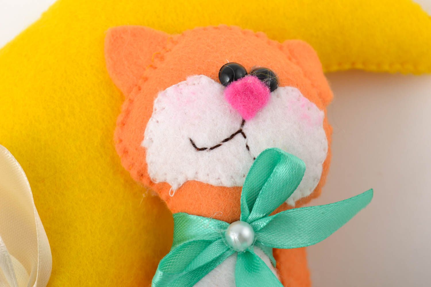 Colgante decorativo gato artesanal juguete de fieltro adorno para pared foto 2