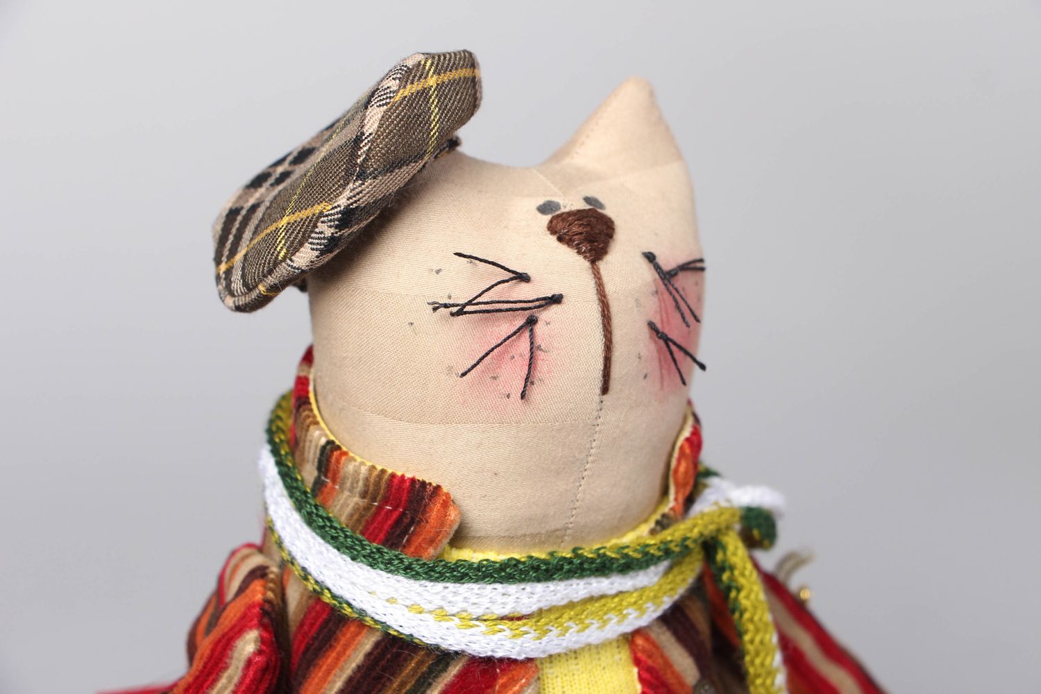 Handmade fabric toy Cat Artist photo 2
