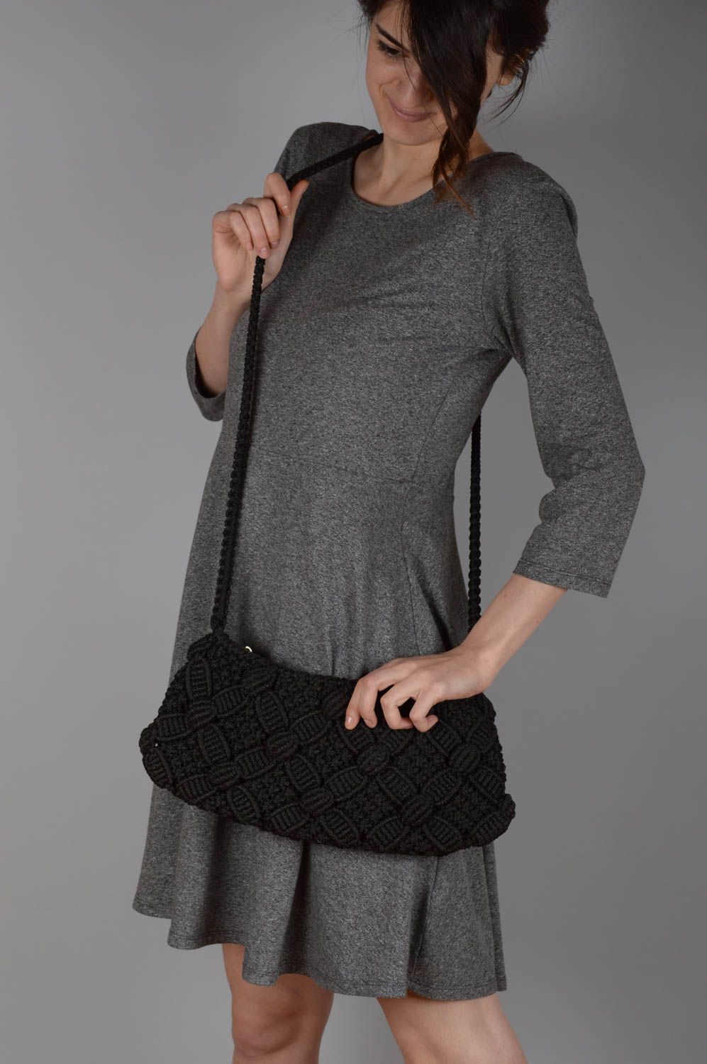Umhängetasche Damen handmade Designer Tasche Damen Handtasche in Schwarz schön foto 5