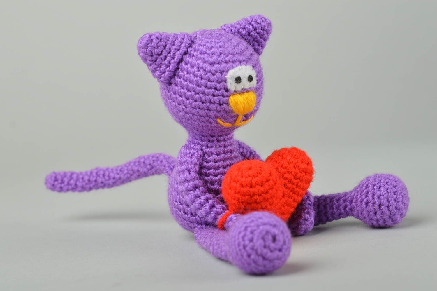 Handmade soft toy violet cat toy baby toys best gifts for kids nursery decor photo 3