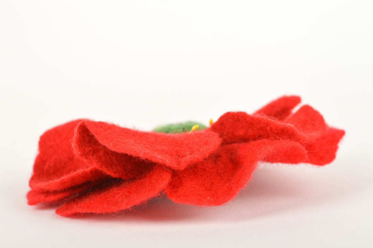 Handmade Haarschmuck Blume Brosche Modeschmuck Geschenk für Frau rote Mohnblume foto 3
