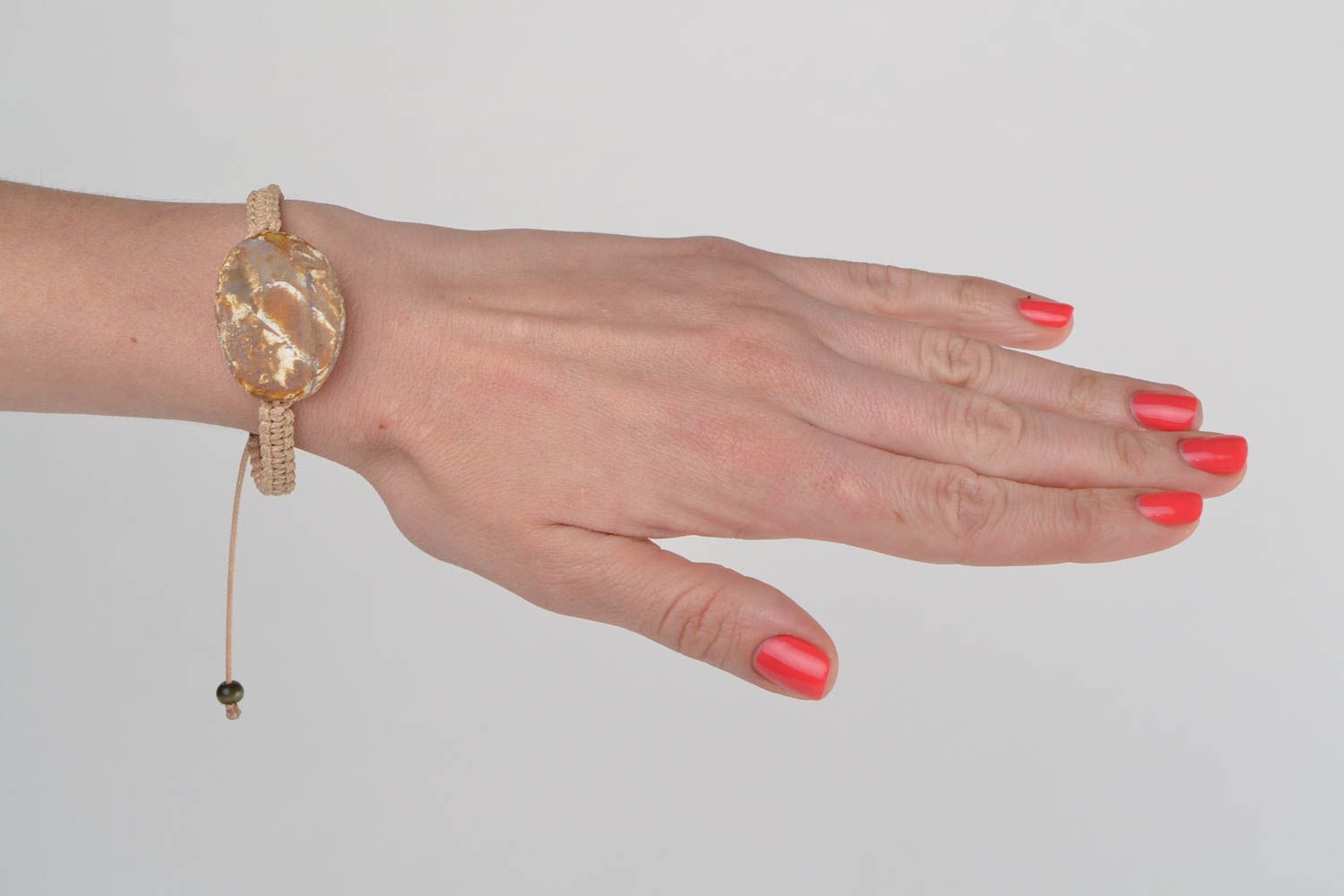 Bracelet fait main en lacets cirés et agate tressé accessoire pour femme photo 2