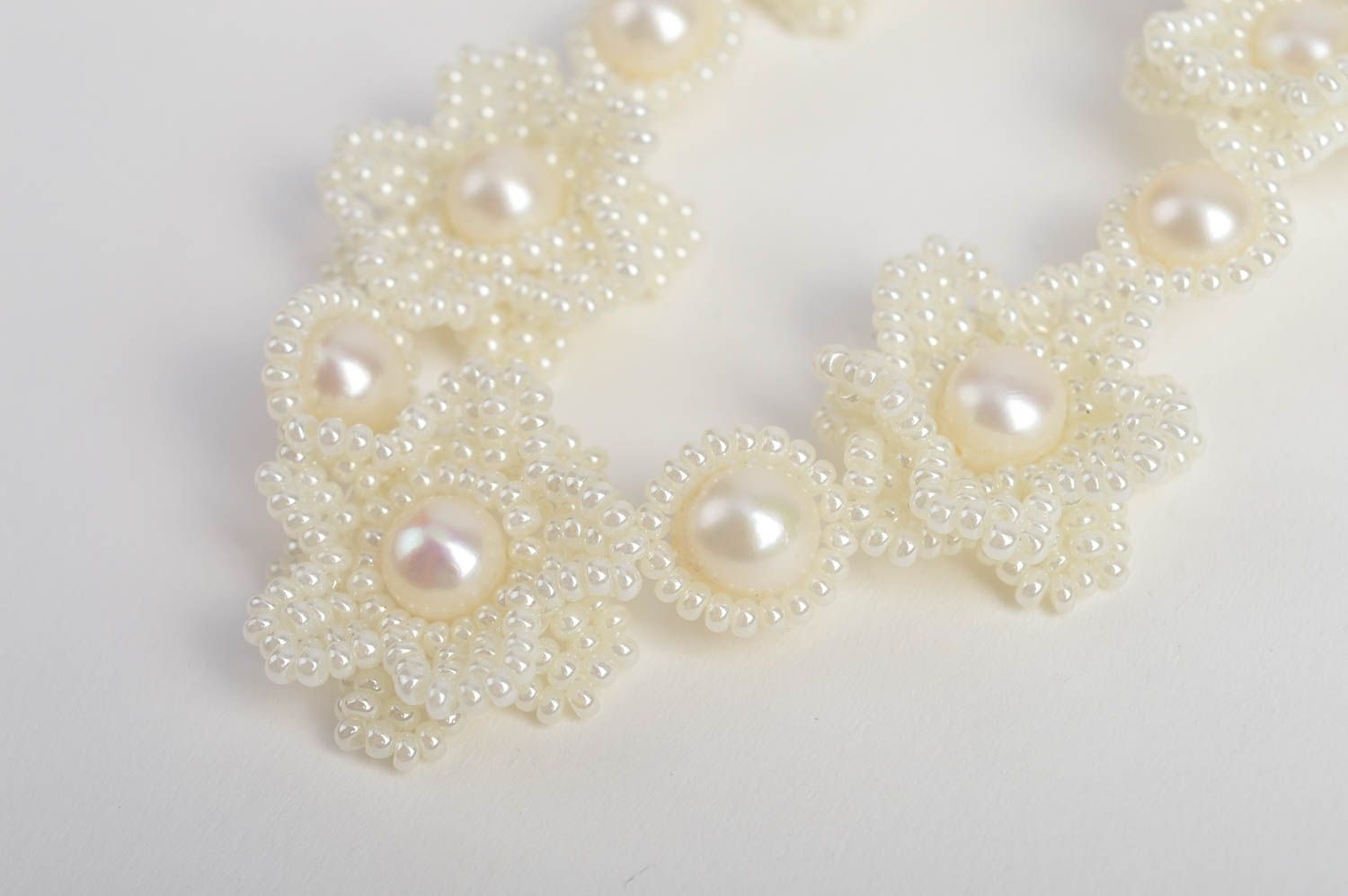 Wedding designer seed beads necklace handmade bijouterie accessory for woomen photo 4