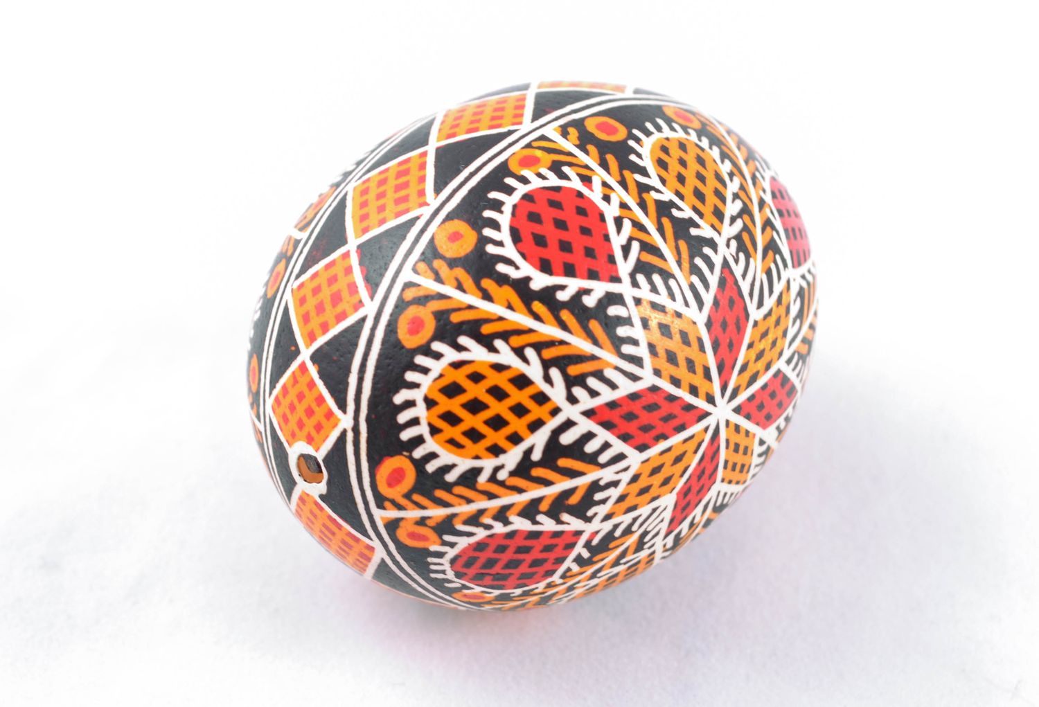 Painted Easter chicken egg with rich pattern photo 3