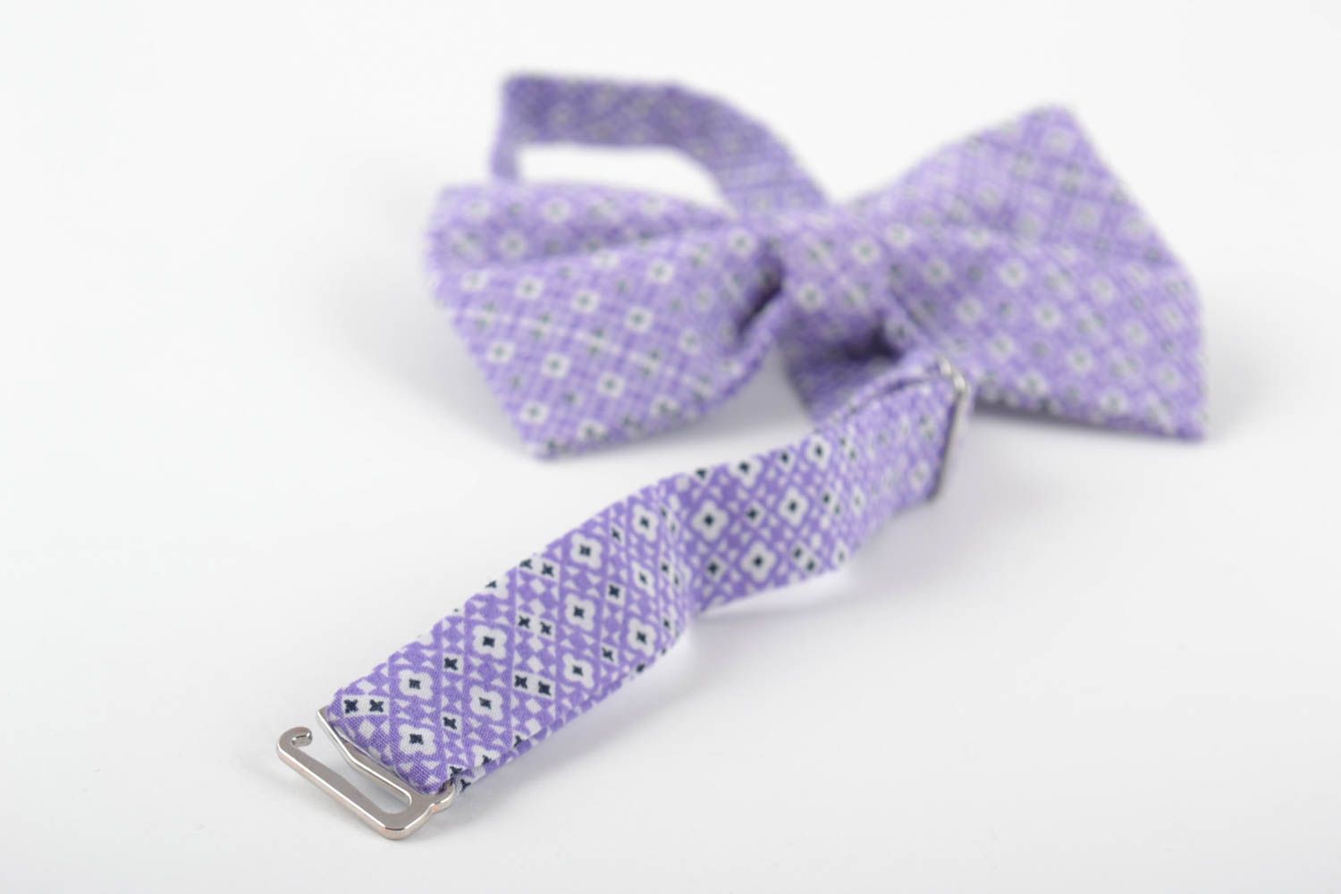 Beautiful lilac handmade designer fabric bow tie unusual unisex accessory photo 4