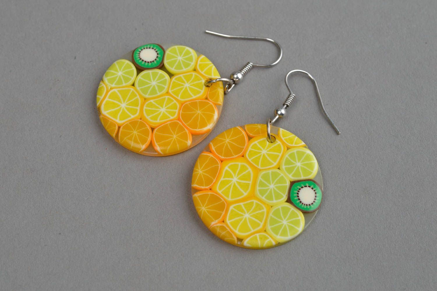 Handmade earrings plastic accessory designer polymer clay earrings with charms photo 2