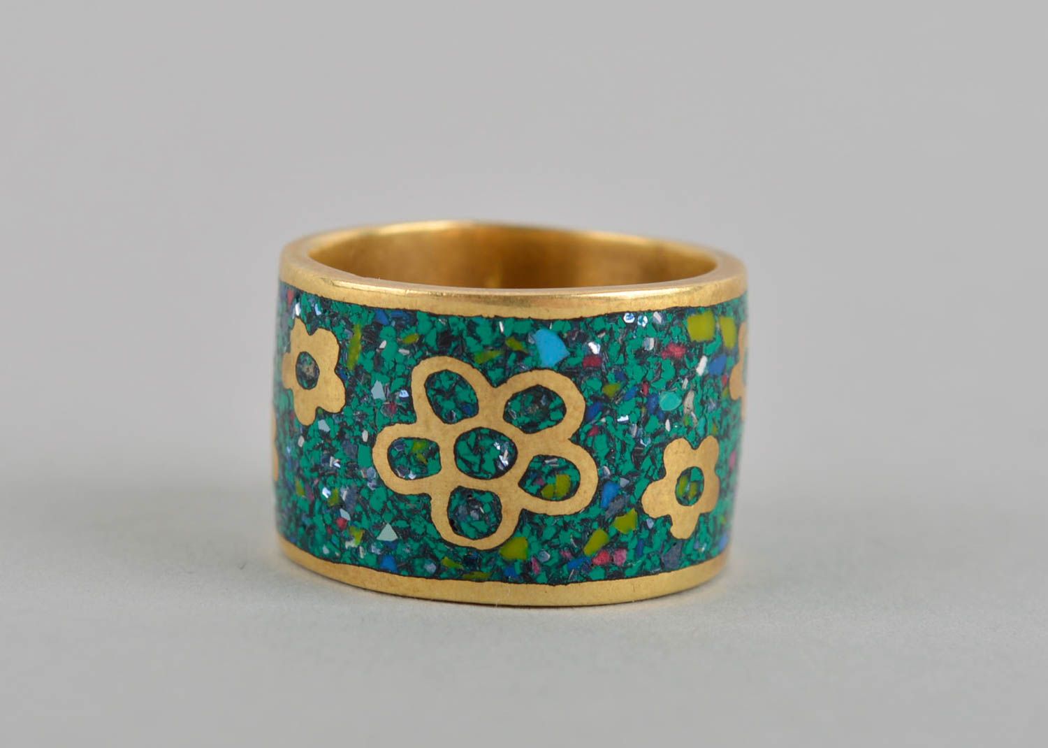 Широкое кольцо ручной работы женское кольцо латунное эксклюзивное кольцо фото 3