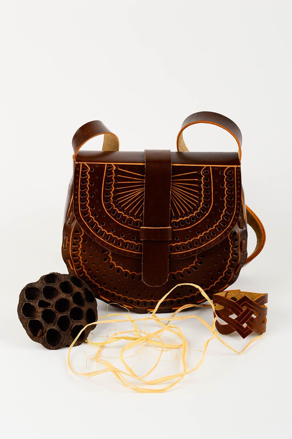 Bolso de cuero hecho a mano accesorio original regalo especial para mujer foto 2