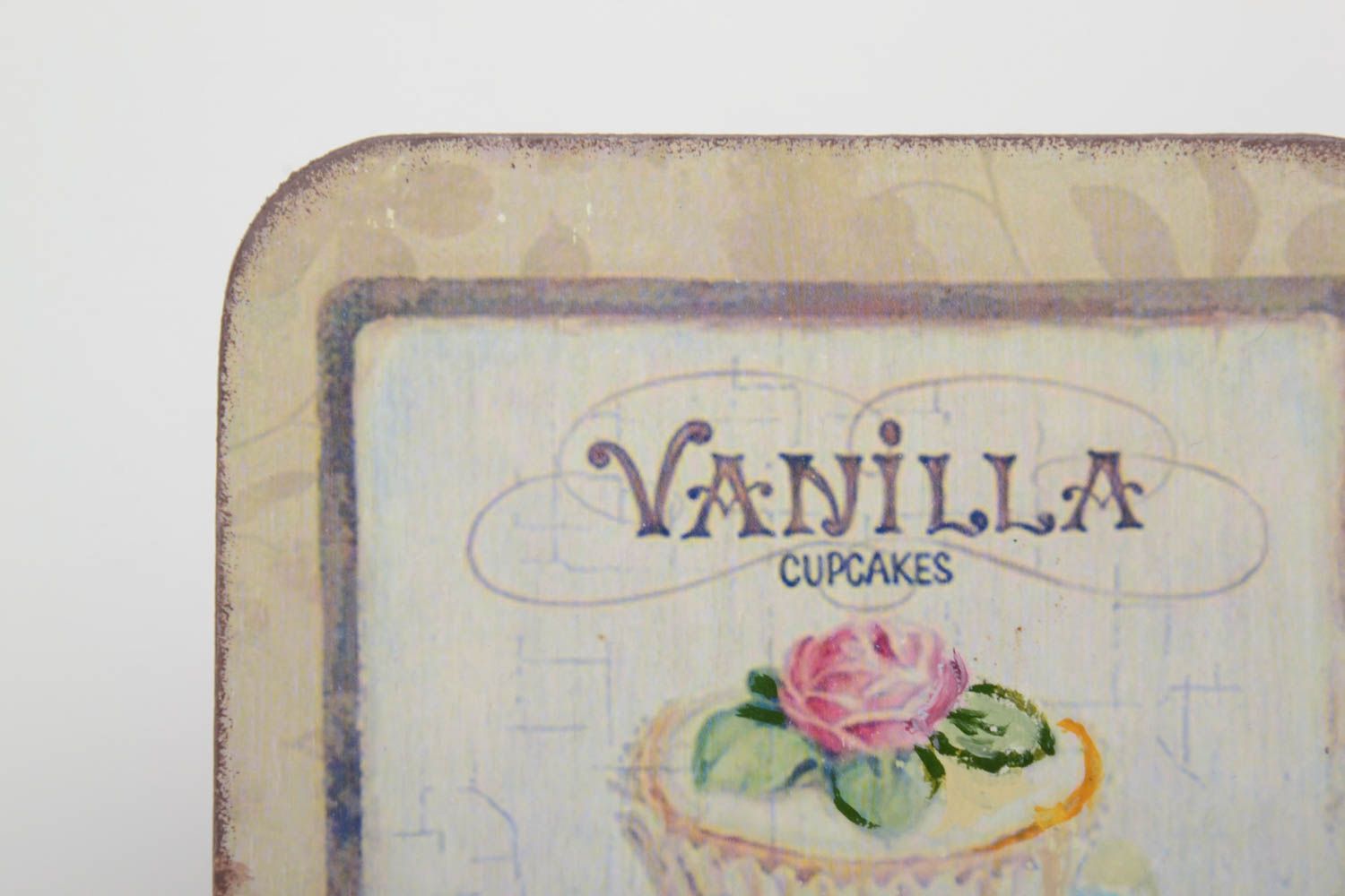 Beautiful handmade designer decoupage plywood coaster for cup Vanilla photo 4