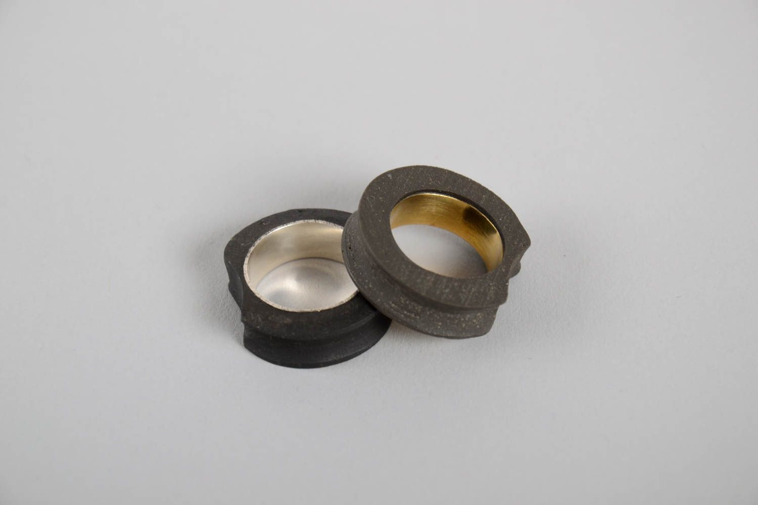 Массивная бижутерия ручной работы женские кольца из бетона необычные кольца 2 шт фото 3