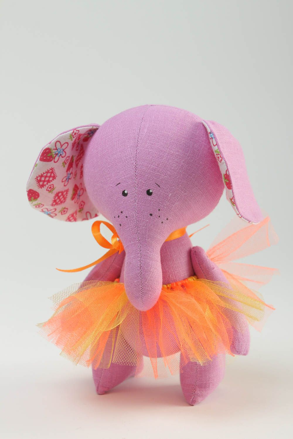 Peluche éléphant rose en tutu Jouet fait main textile déco Cadeau original photo 2