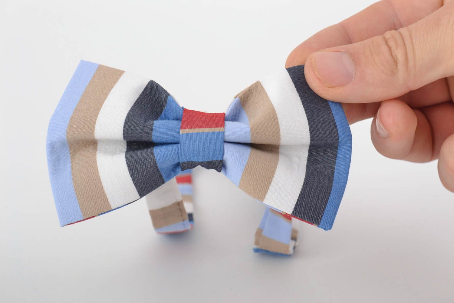 Текстильный галстук-бабочка ручной работы для мужчин и женщин в цветную полоску фото 4