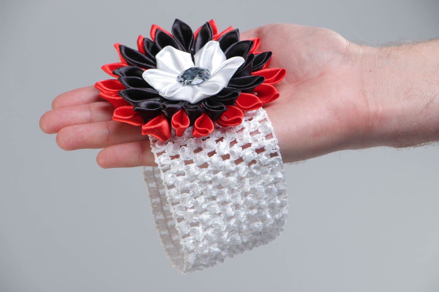 Kanzashi Haarband mit Blume origineller Haarschmuck für Mädchen Geschenk handmade foto 5