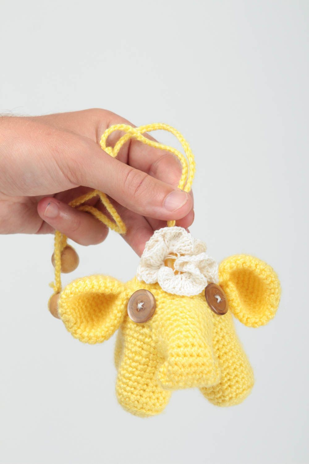 Juguete hecho a mano elefante de juguete tejido amarillo regalo para niño foto 5