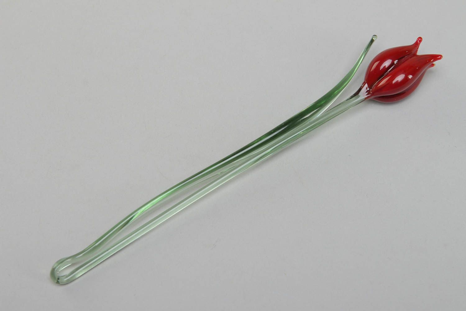 Petite figurine en verre au chalumeau décorative Tulipe rouge faite main  photo 1