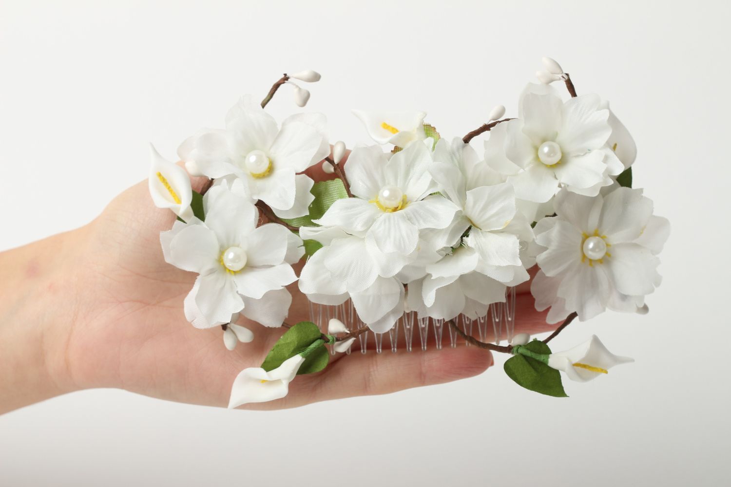 Peineta con flores hecha a mano adorno para el pelo accesorio para peinados foto 5