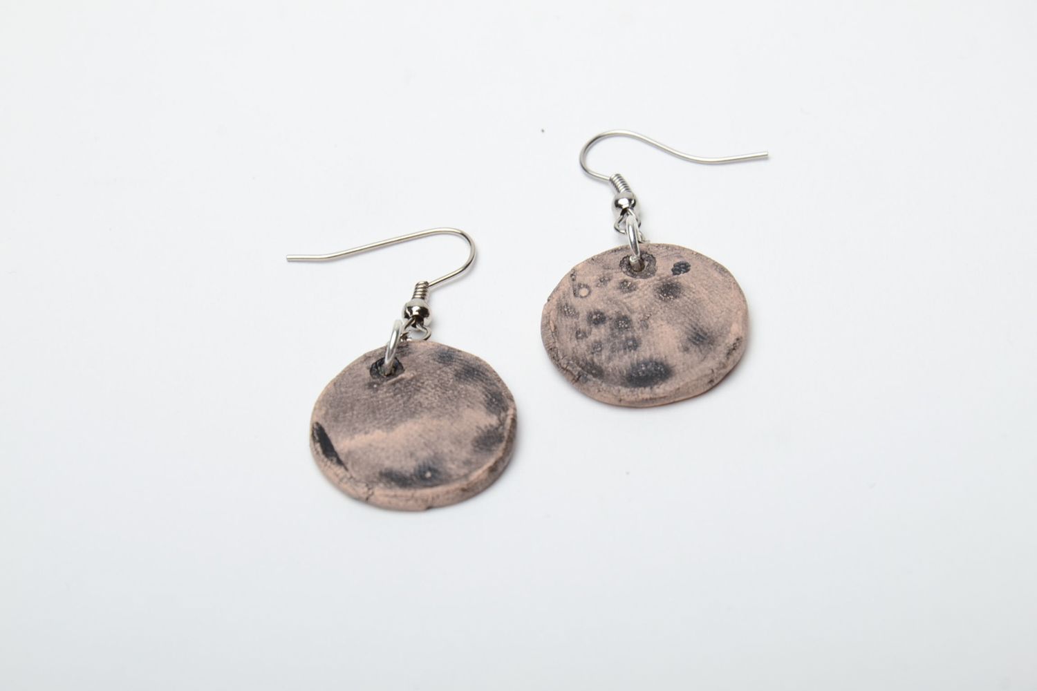 Ceramic earrings with floral stamp photo 4